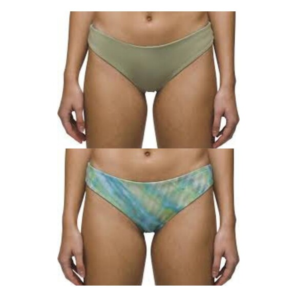 prAna Bikini Bottom Womens Size XL Blue Green Cheeky Low Rise Reversible Swim - Picture 3 of 15